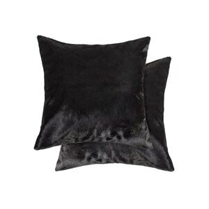 Natural Home Decor Torino Cowhide Pillow | 2-Piece | Black | 18"x18"